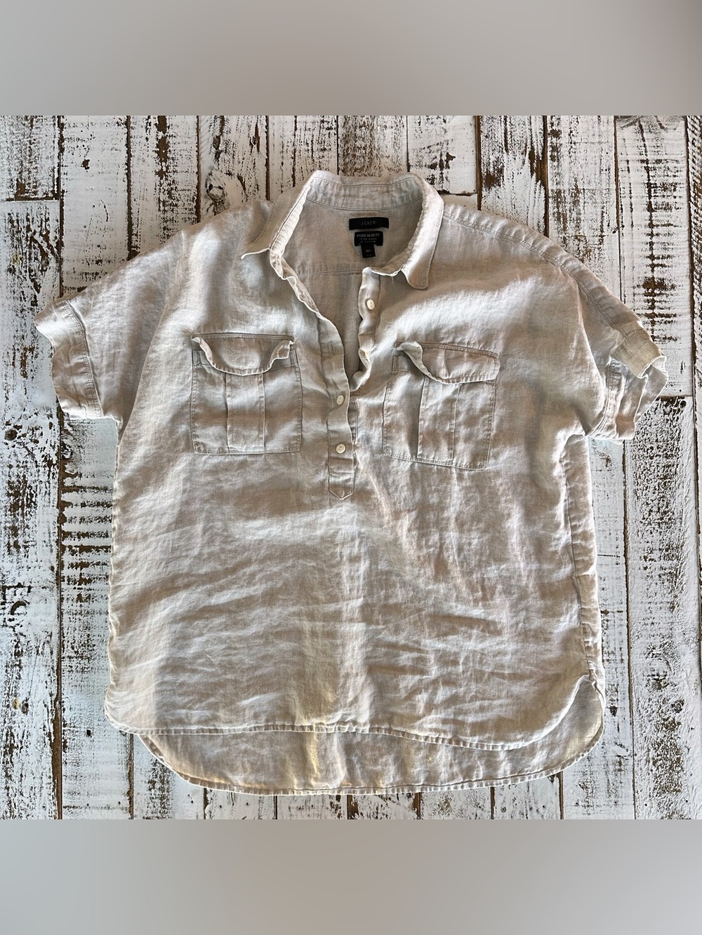 J. Crew Baird McNutt Oatmeal Linen Popover - 10T